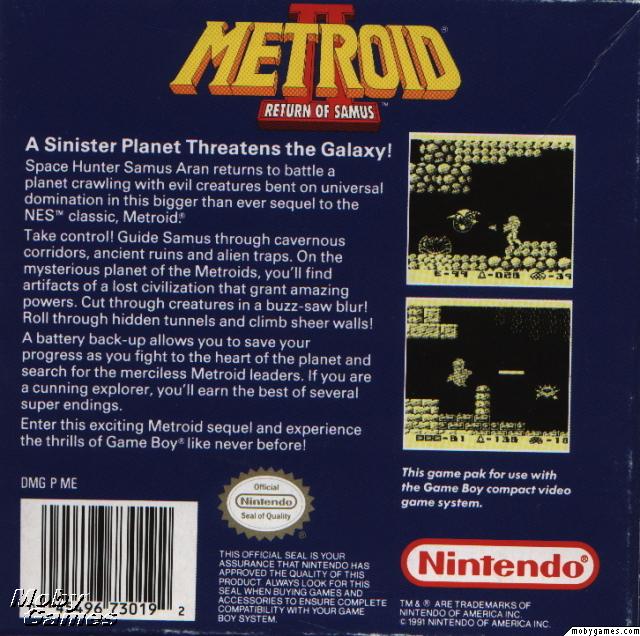 This is the back cover of Metroid 2!