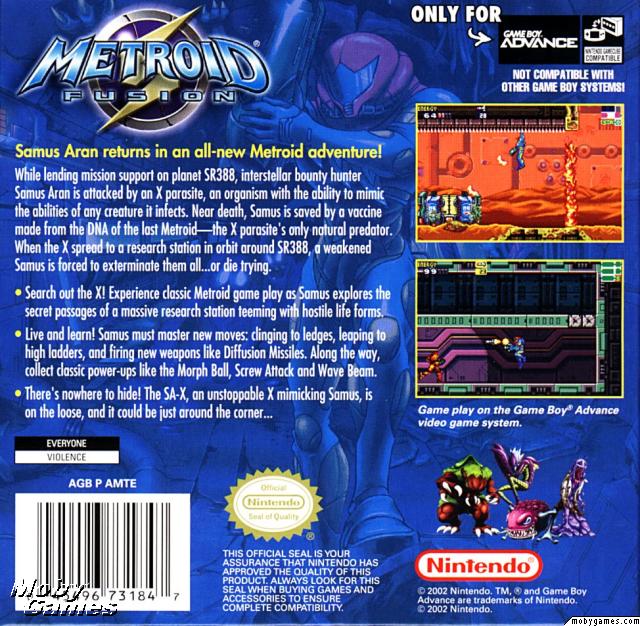 This is the back cover of Metroid Fusion!